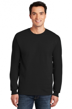 Unisex Long Sleeve Tee Shirt Black including One Pop-Up Embroidered Logo